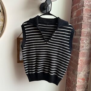 Amazon Black and White Striped Sweater Vest